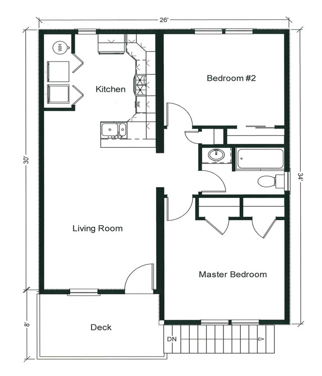 Two bedroom ranch, open floor plan